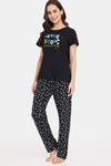 Rosaline Bloom Fest Knit Cotton Pyjama Set - Black Beauty — thumbnail 2